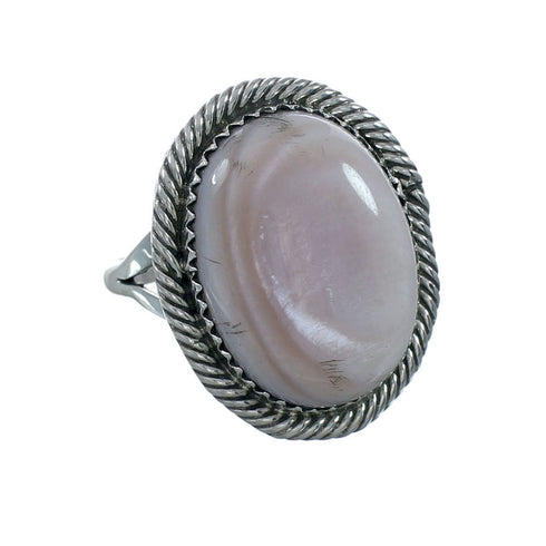 Navajo Pink Shell Sterling Silver Ring Size 7-3/4 NX11493